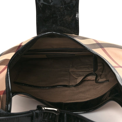 Burberry Patent Nova Check Brook Hobo Black 5 of 9