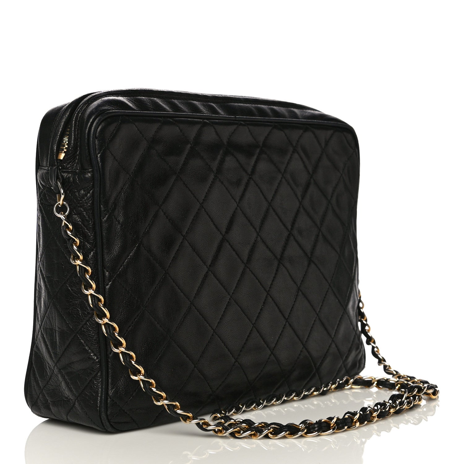 Chanel Lambskin Quilted CC Tassel Camera Case Black 2 of 14