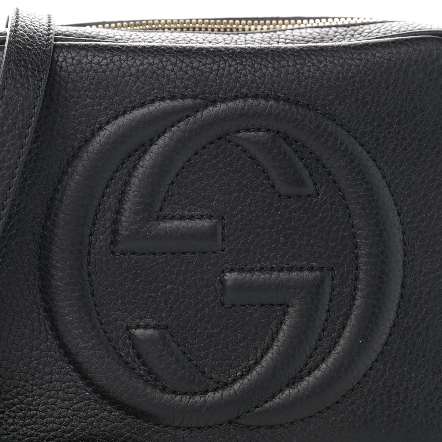 Pebbled Calfskin Small Soho Disco Bag Black