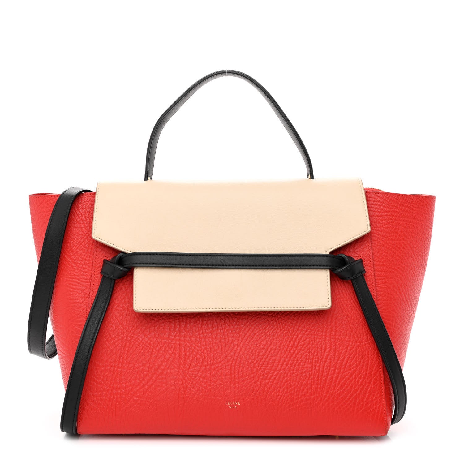 Celine Elephant Calfskin Mini Tri-Color Belt Bag Vermillion 1 of 13