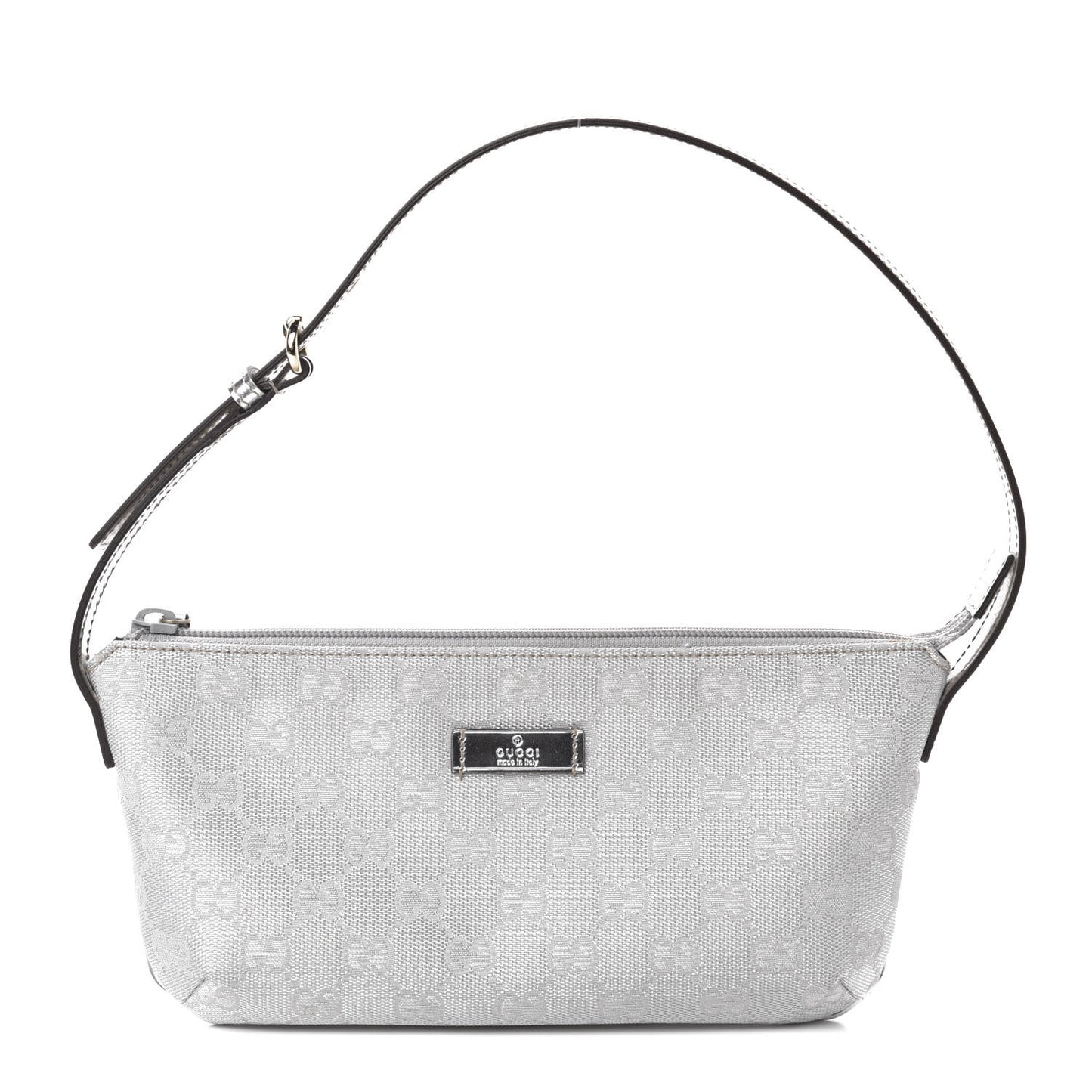 Metallic Monogram Pretty Boat Pochette Silver
