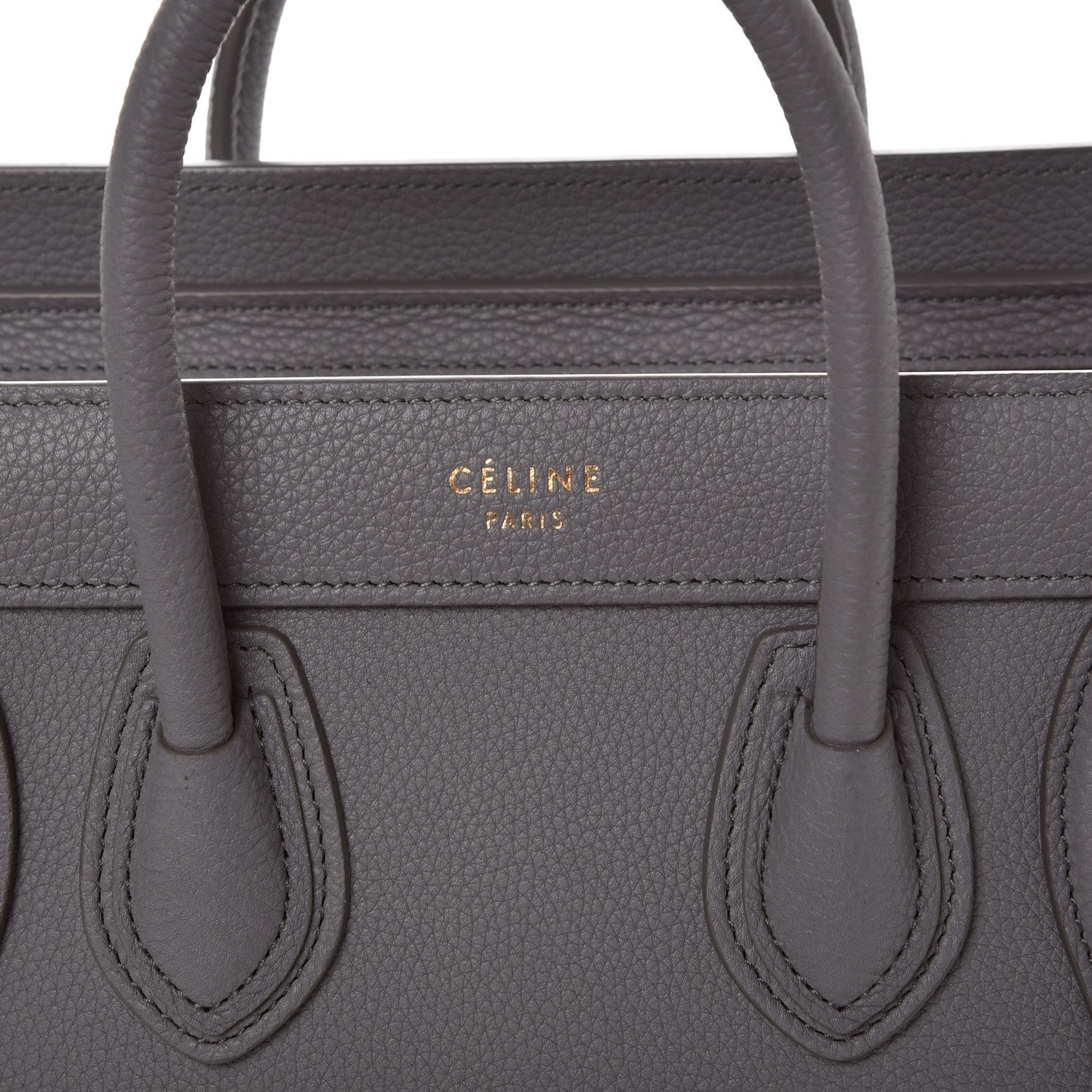 Celine Drummed Calfskin Nano Luggage Kohl 6 of 10