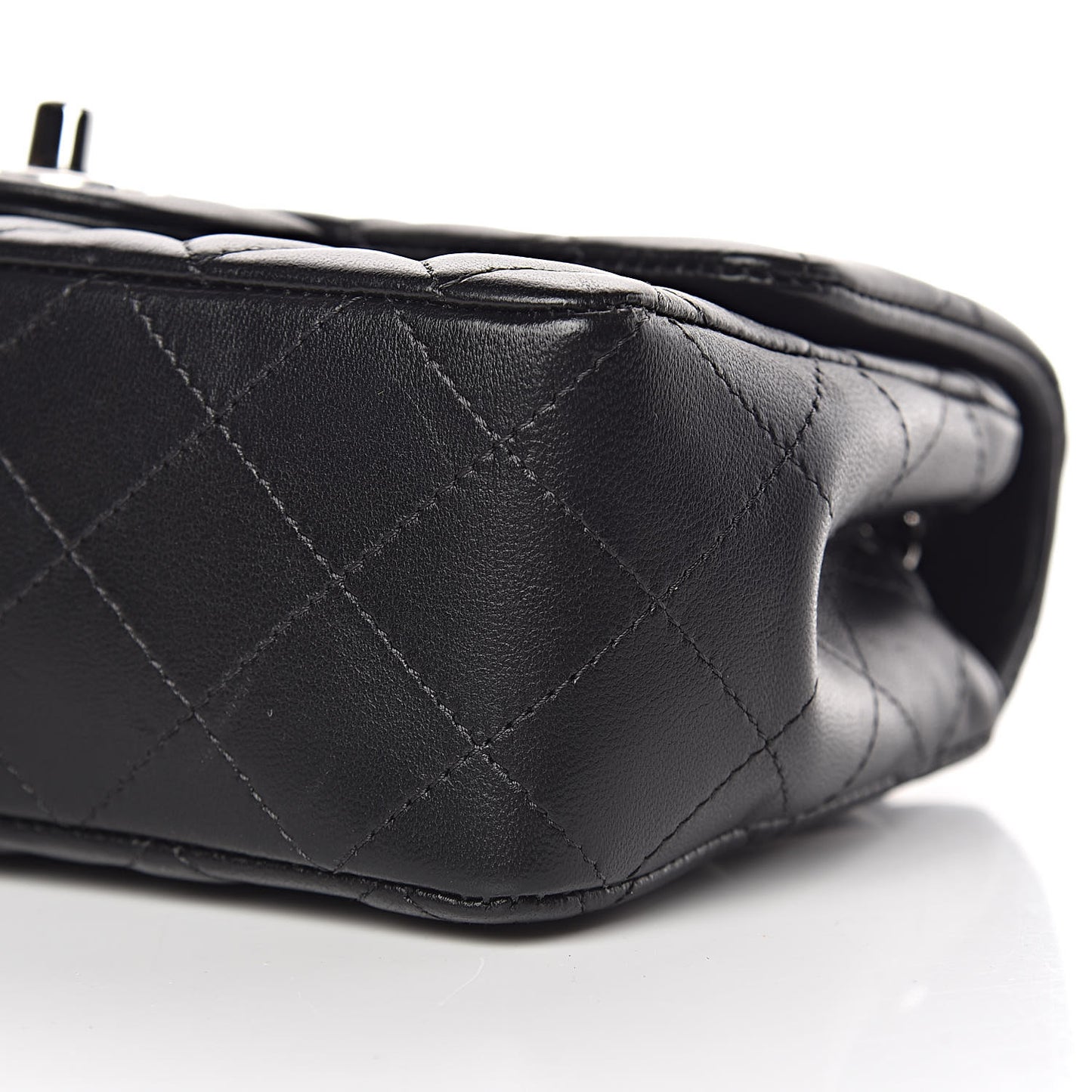 Lambskin Quilted Mini Rectangular Flap Black
