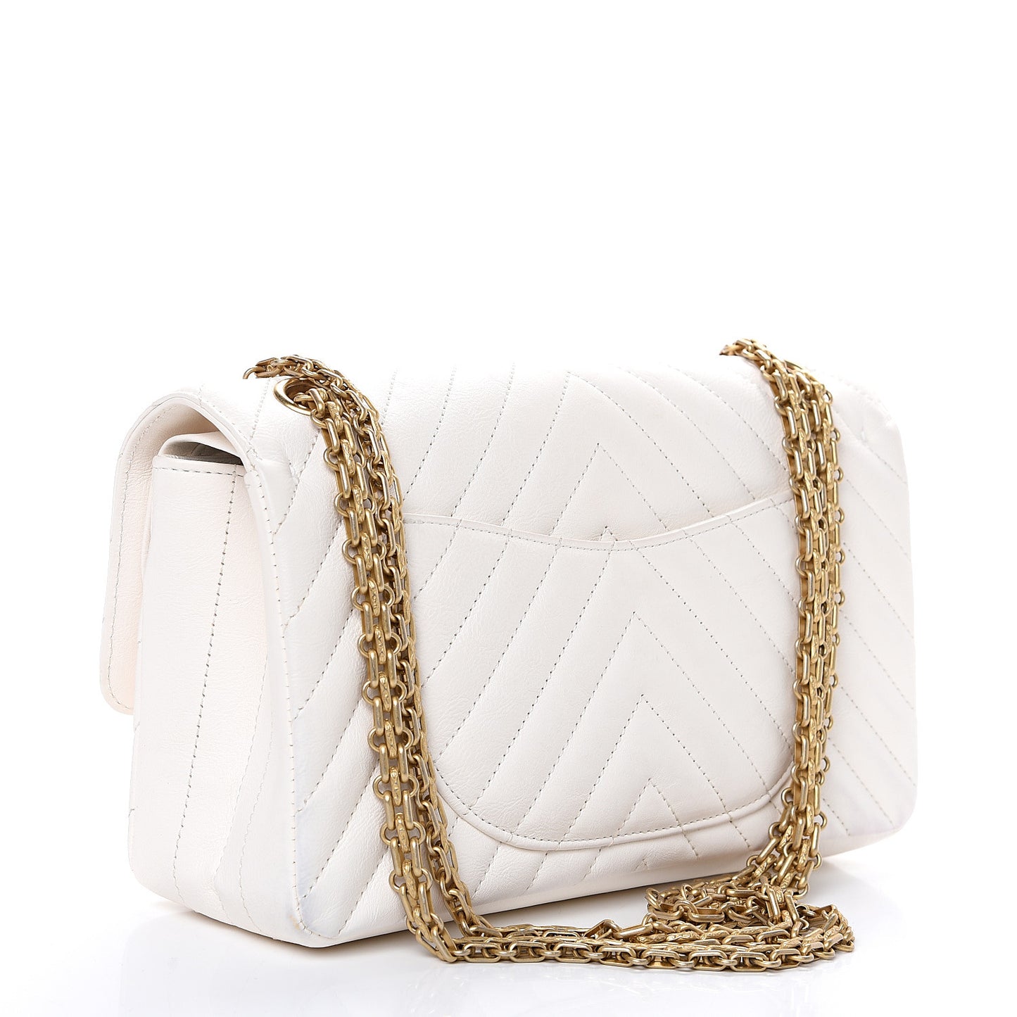 Aged Calfskin Chevron Quilted 2.55 Reissue 225 Flap White