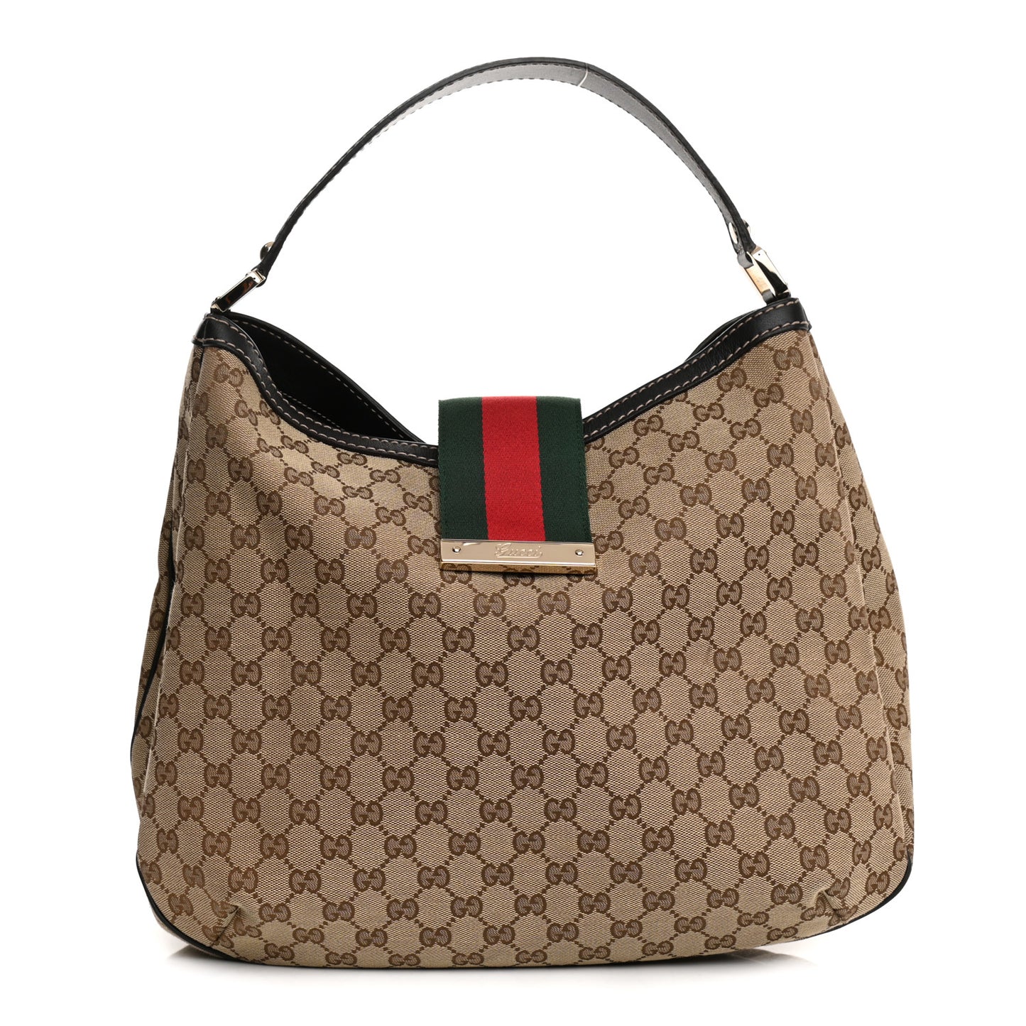 Monogram Large New Ladies Web Hobo Dark Brown