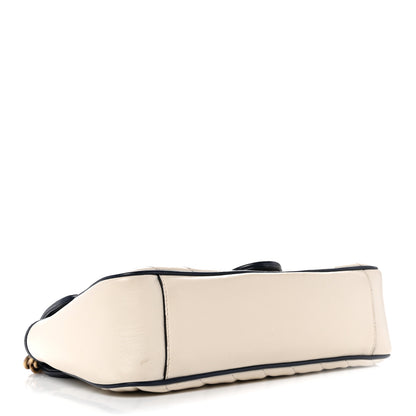 Gucci Vintage Effect Calfskin Matelasse Diagonal Small Torchon GG Marmont Shoulder Bag Mystic White Blue Agata 4 of 14
