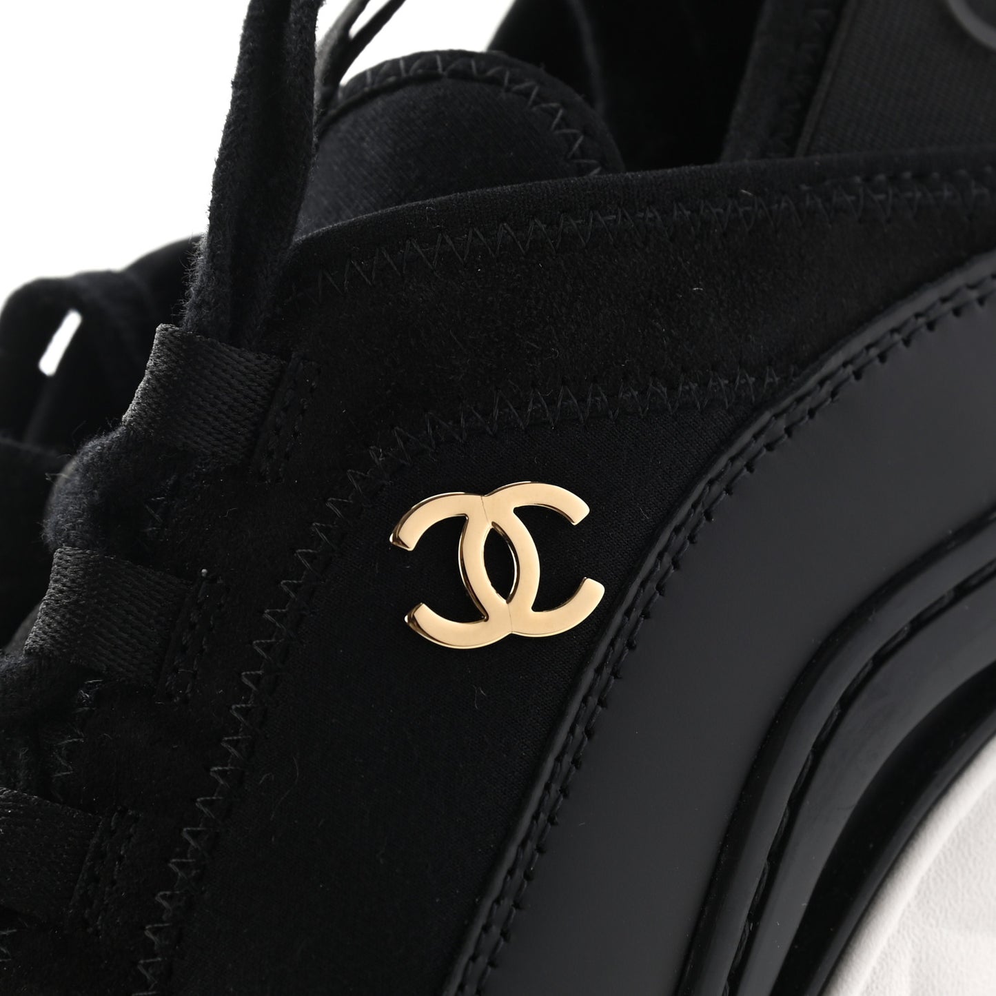 Velvet Calfskin Mixed Fibers CC Sneakers 39 Black