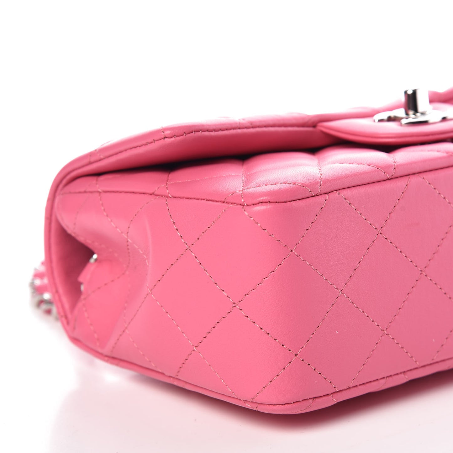Lambskin Quilted Mini Rectangular Flap Dark Pink