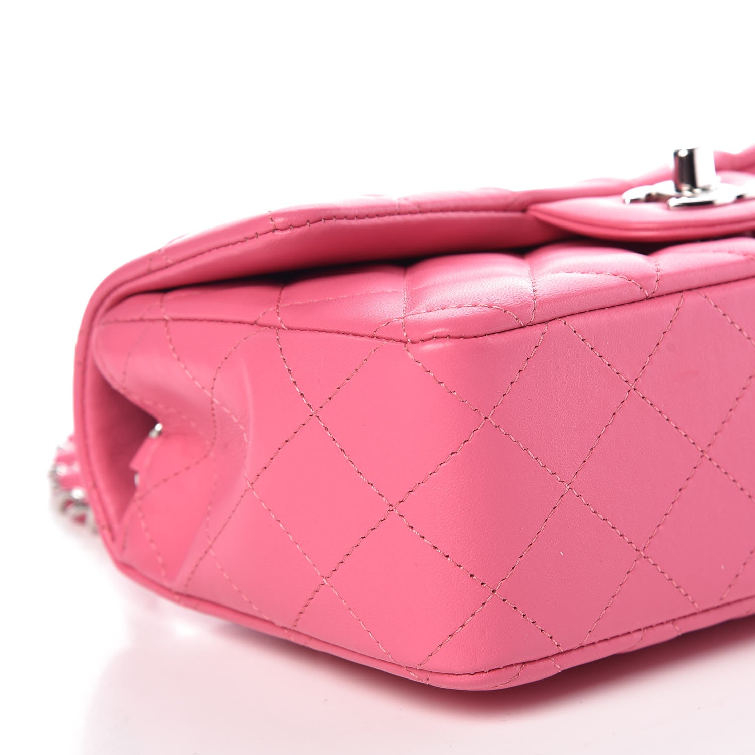 Chanel Lambskin Quilted Mini Rectangular Flap Dark Pink 8 of 10