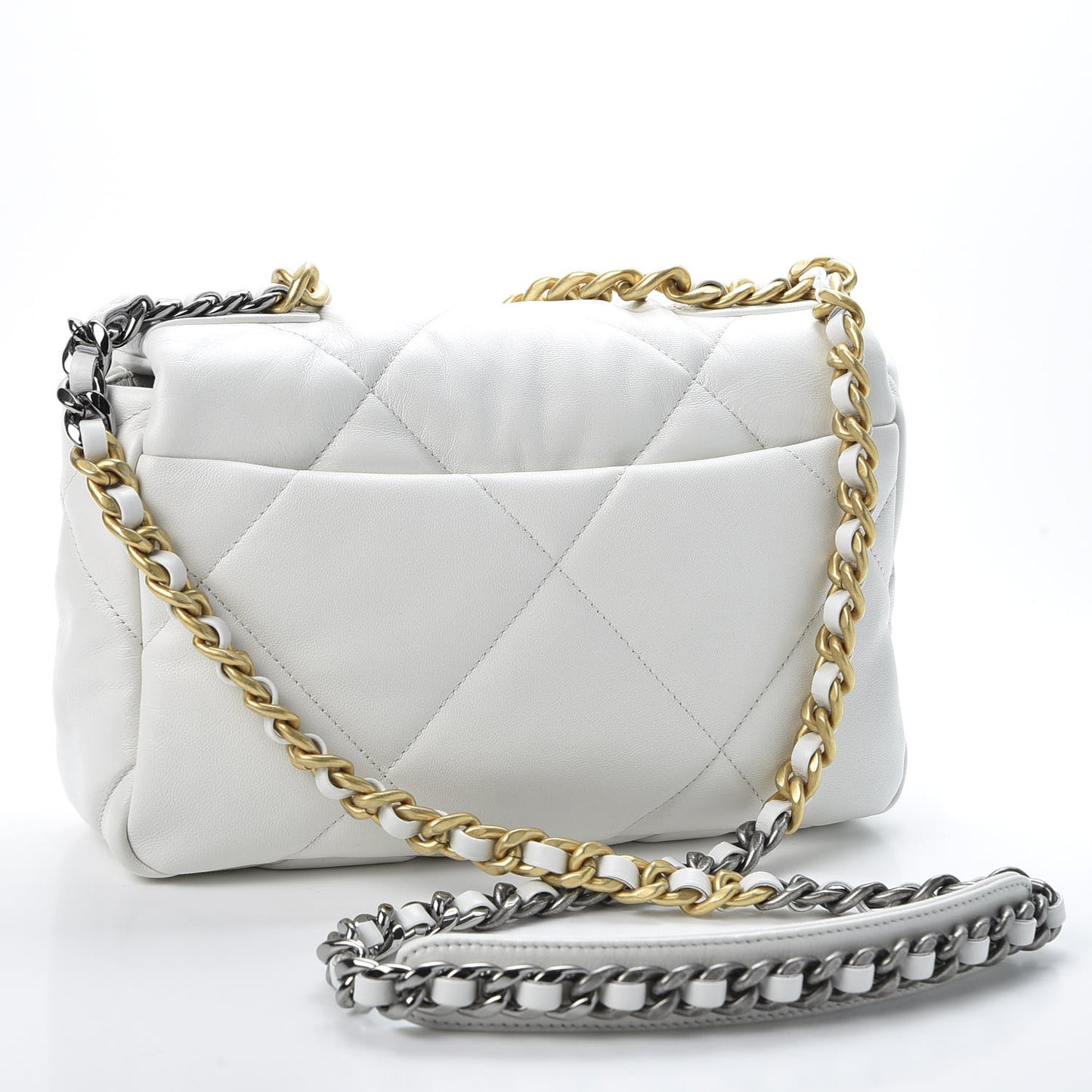 Lambskin Quilted Medium 19 Flap White