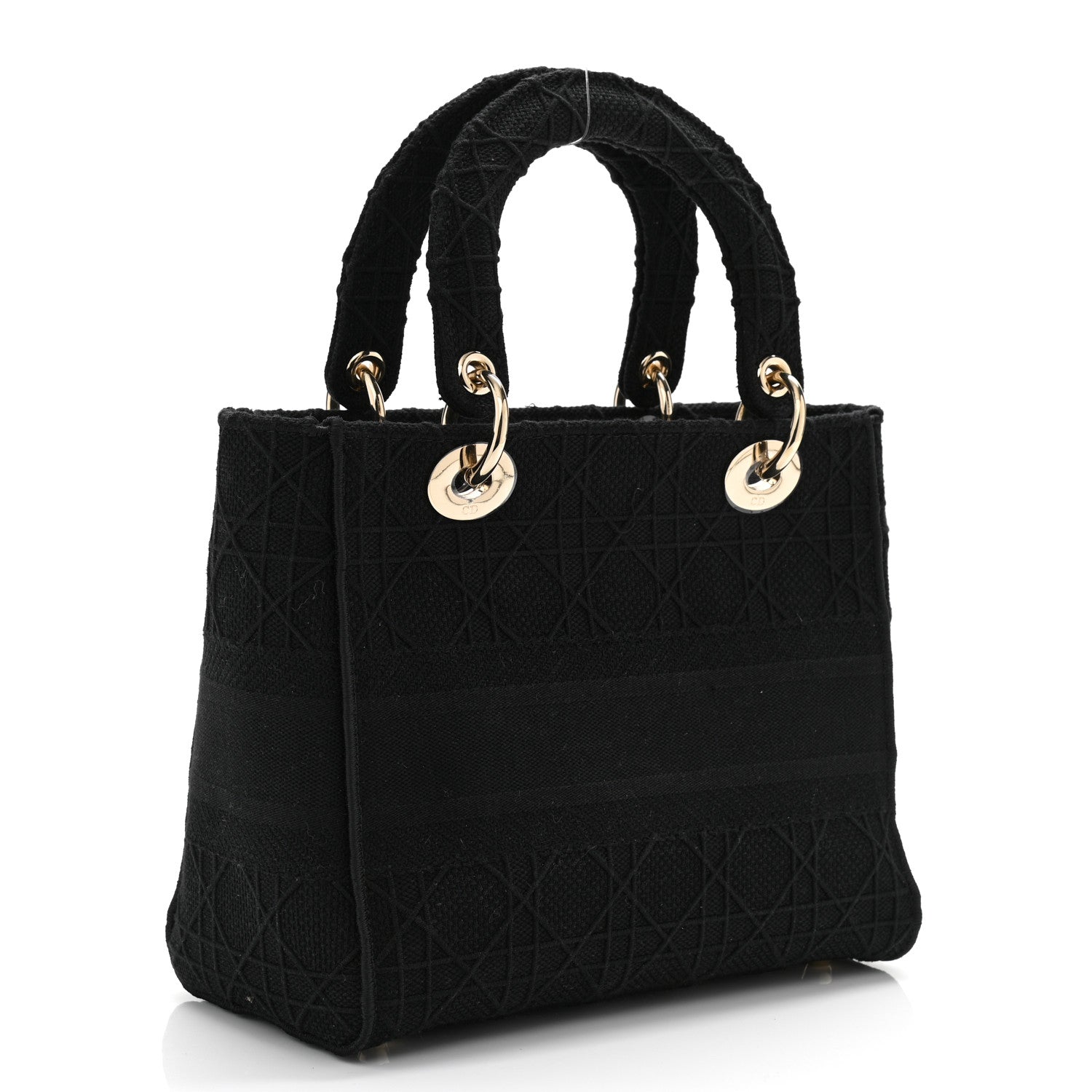 Christian Dior Canvas Embroidered Cannage Medium Lady D-Lite Black 2 of 9
