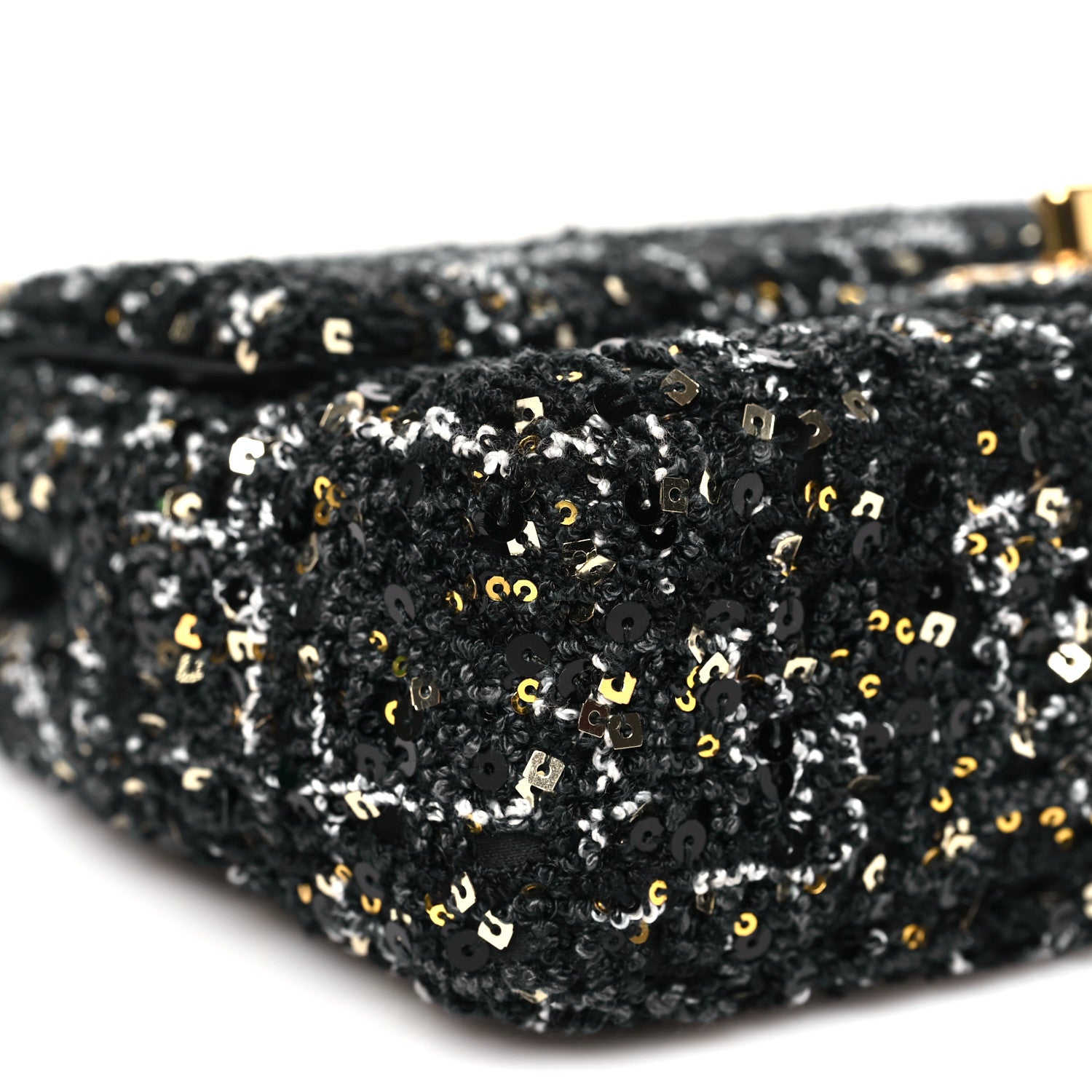 Chanel Tweed Sequin Small Single Flap Black Silvery Golden 9 of 11