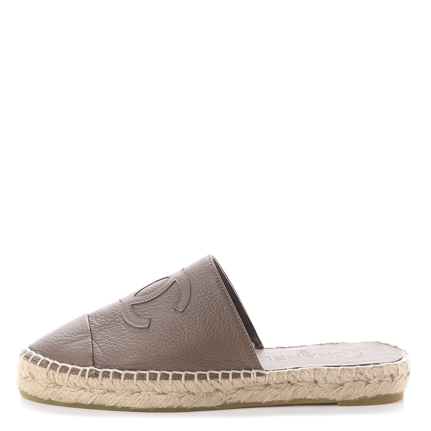Calfskin CC Espadrille Mules 36 Beige