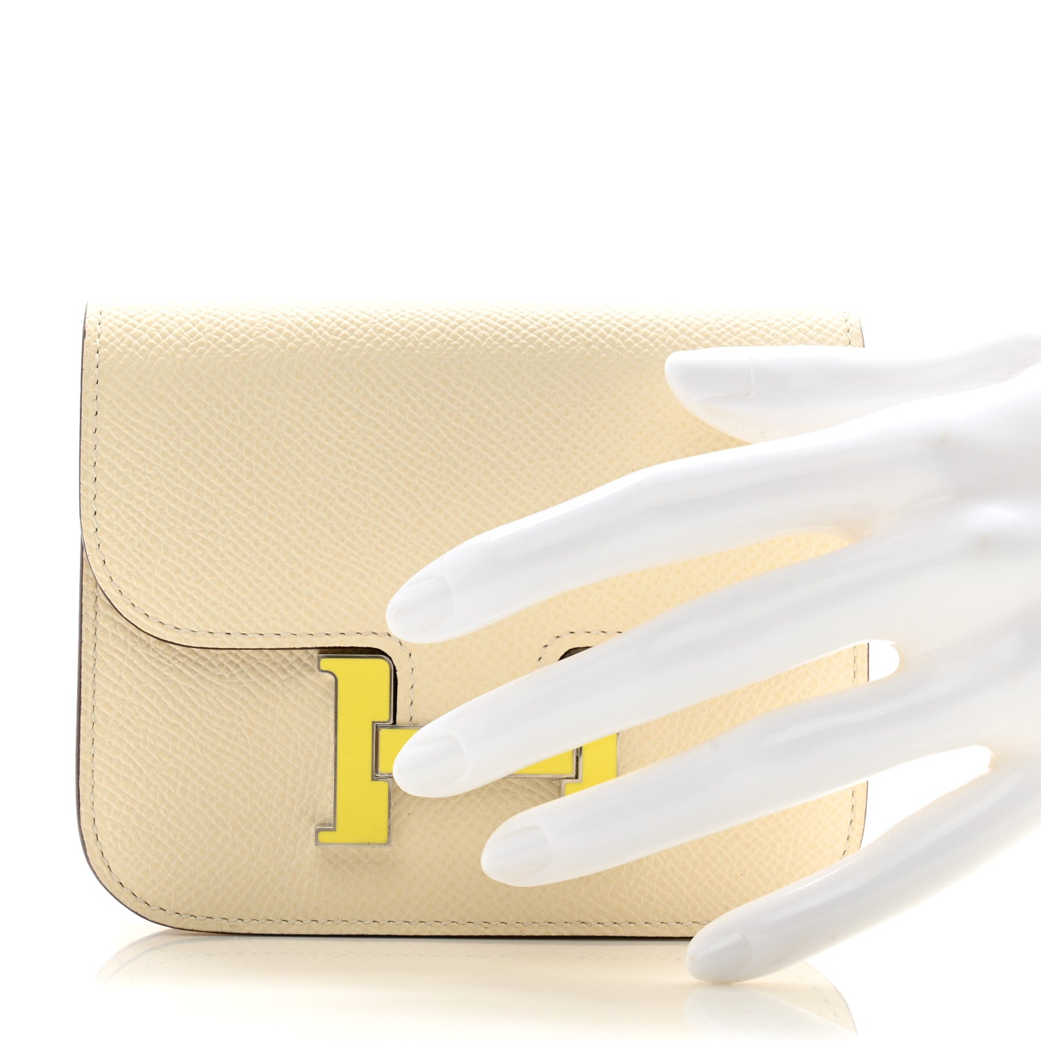 Hermes Epsom Constance Slim Wallet Nata Jaune Soleil 2 of 9