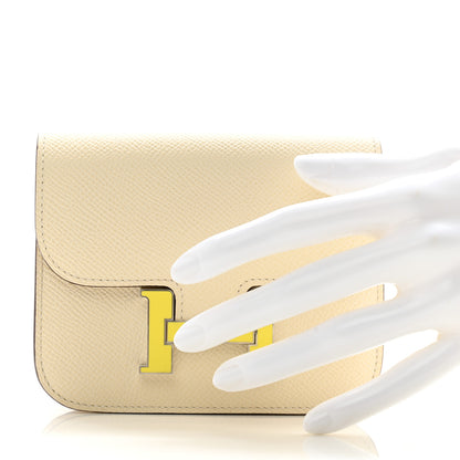 Hermes Epsom Constance Slim Wallet Nata Jaune Soleil 2 of 9