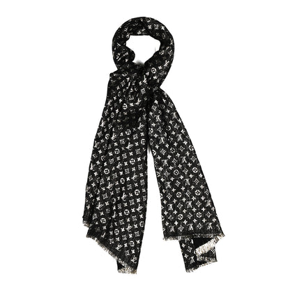 Louis Vuitton Silk Monogram So Glitter Stole Black 1 of 3