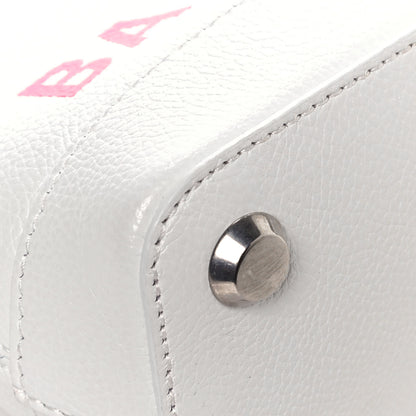 Balenciaga Grained Calfskin Logo XXS Ville Top Handle Bag White Fluo Pink 7 of 11