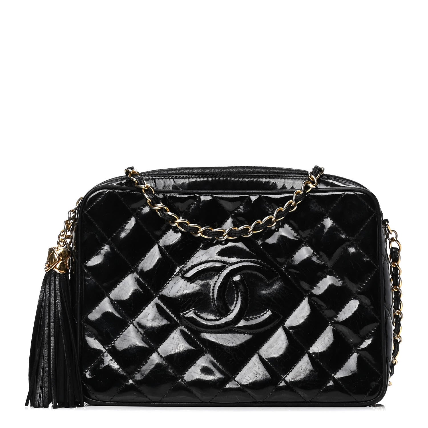 Chanel Patent Quilted Tassel Camera Case Black 1 of 6