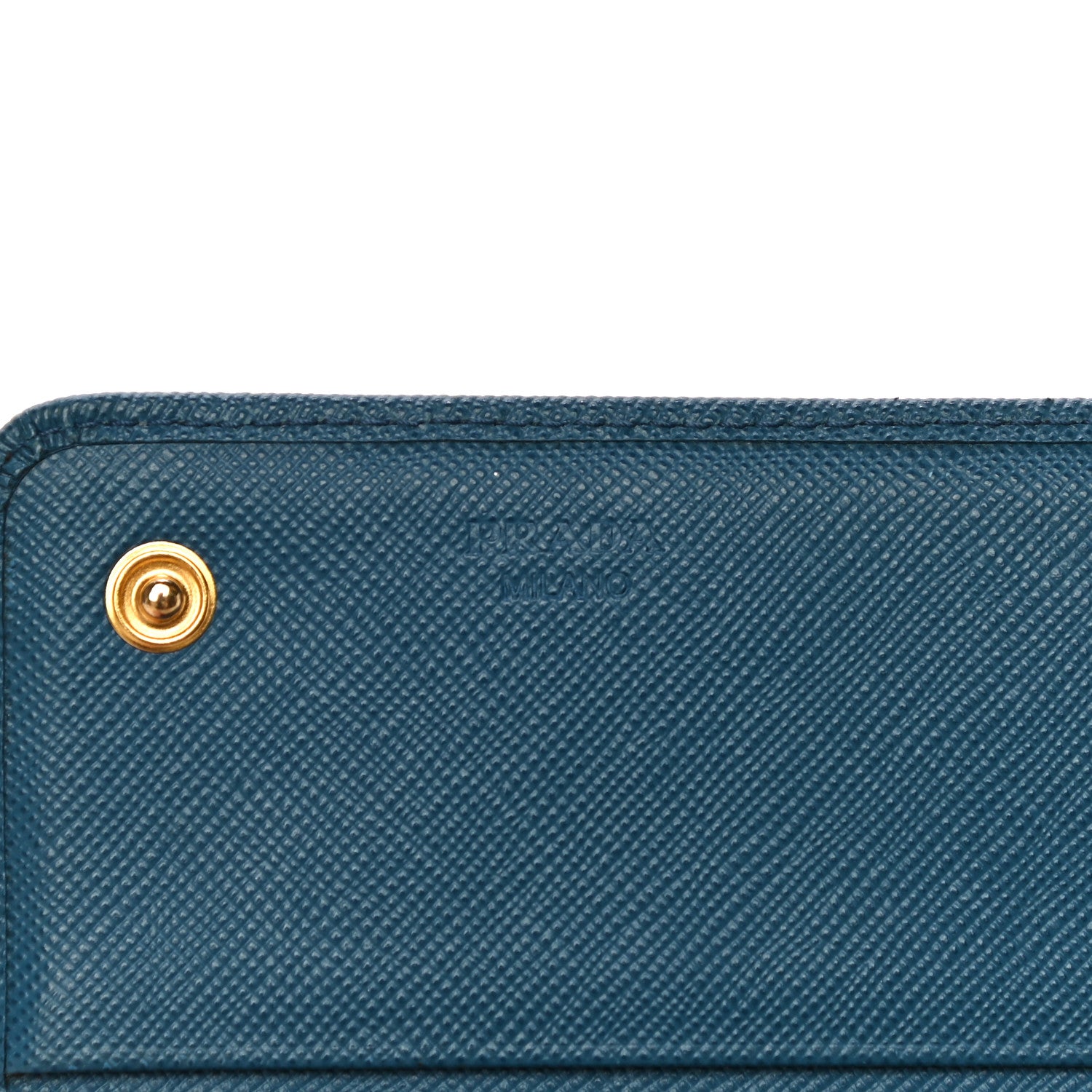 Prada Saffiano Metal Continental Flap Wallet Blue 6 of 17