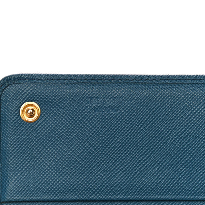 Prada Saffiano Metal Continental Flap Wallet Blue 6 of 17