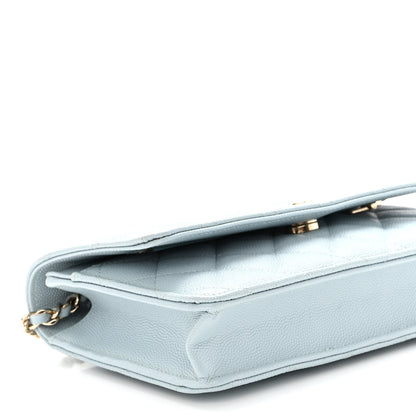 Chanel Caviar Quilted Wallet On Chain WOC Light Blue 10 of 11