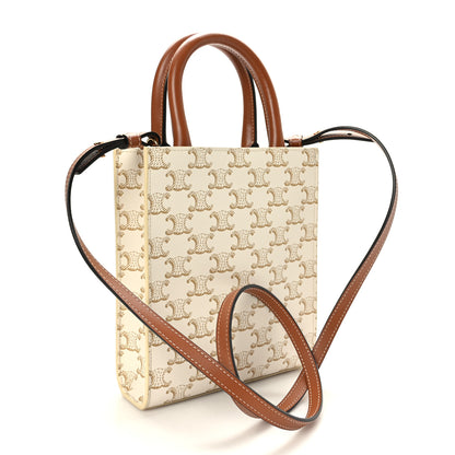 Celine Triomphe Canvas Calfskin Mini Vertical Cabas White 3 of 7