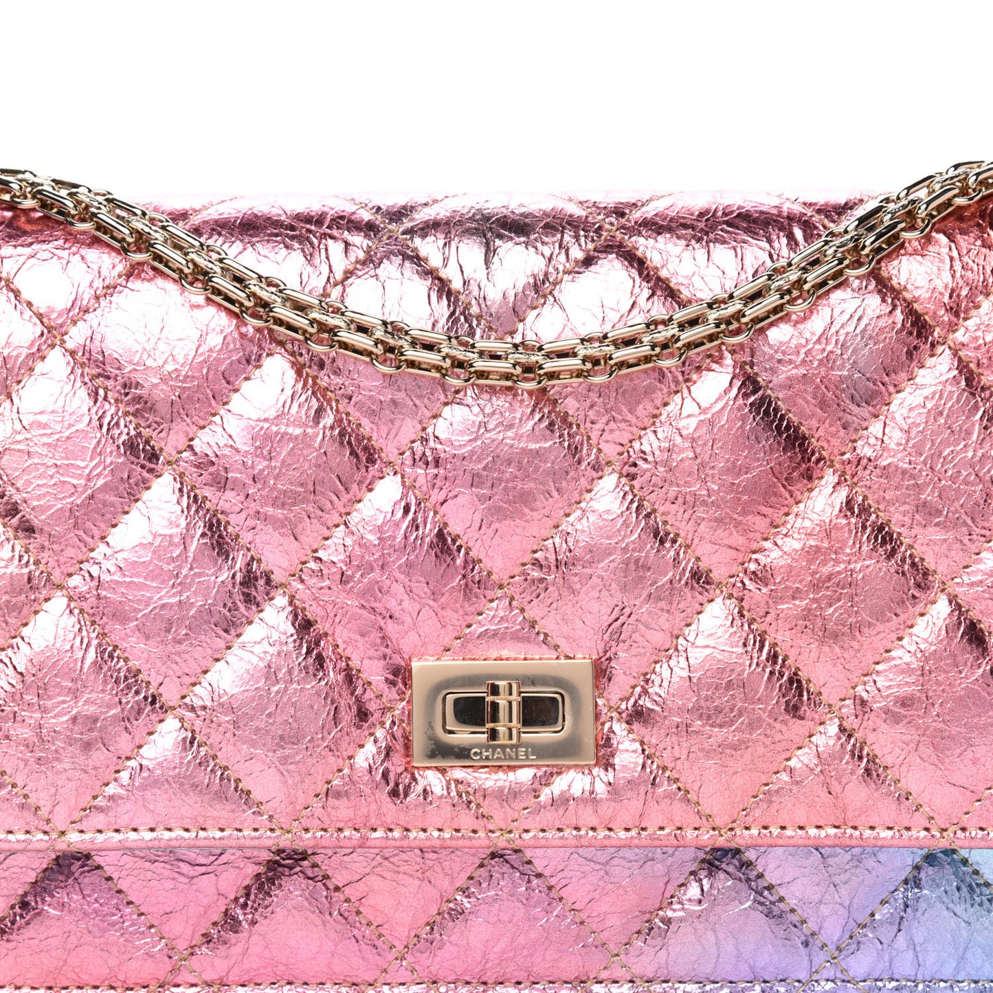 Metallic Goatskin Quilted 2.55 Reissue Wallet on Chain WOC Multicolor