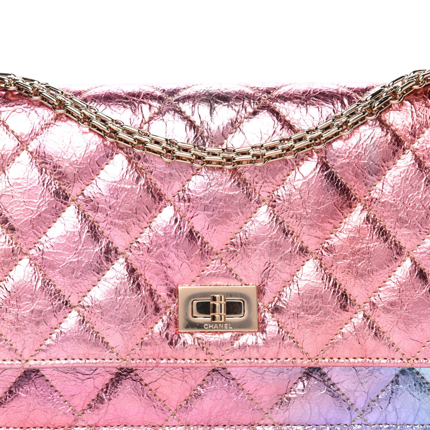 Chanel Metallic Goatskin Quilted 2.55 Reissue Wallet on Chain WOC Multicolor 11 of 12