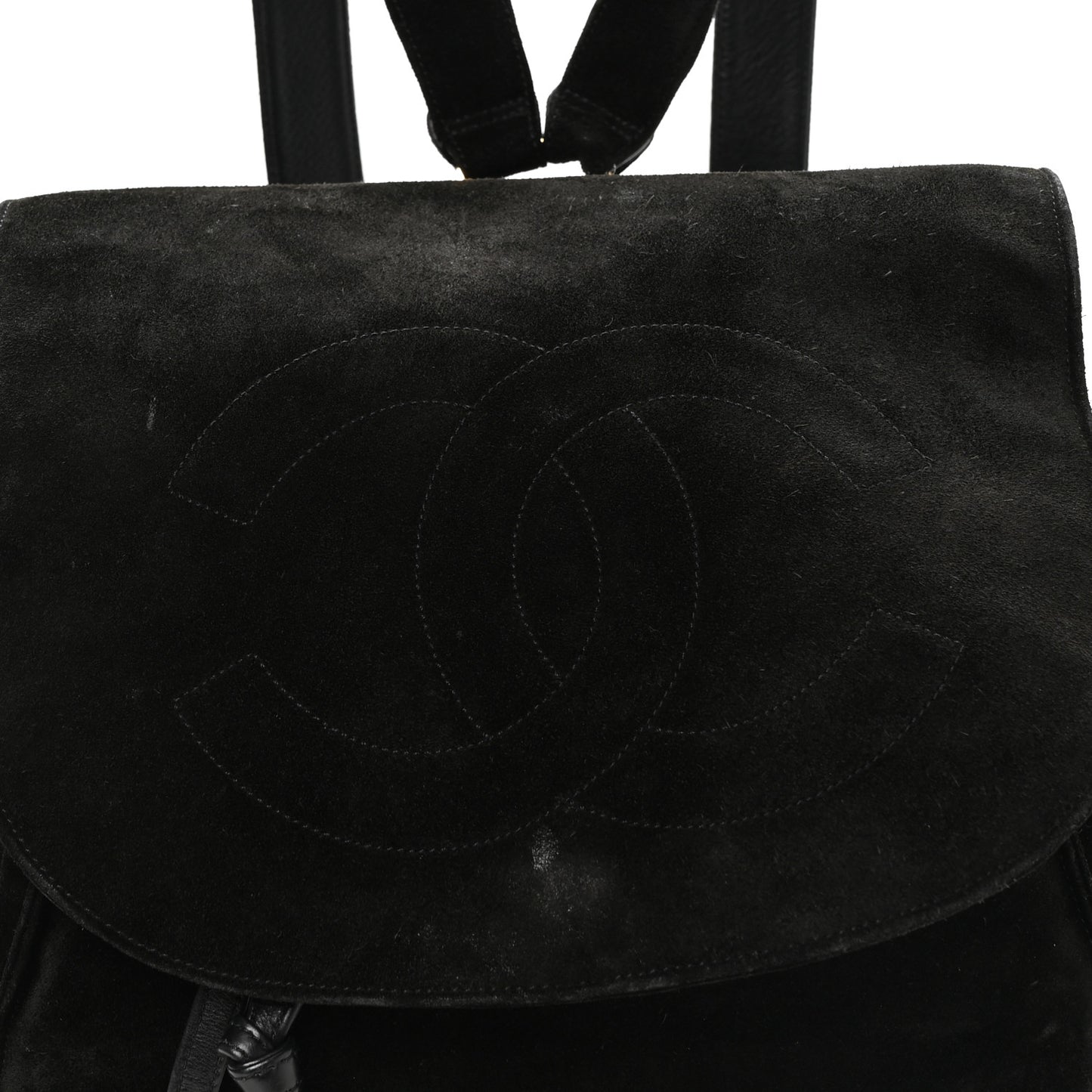 Suede CC Drawstring Backpack Black