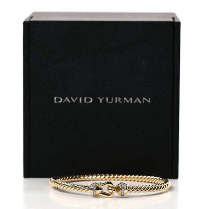 David Yurman 18K Yellow Gold Diamond 3.5mm Cable Buckle Bracelet 6 of 6