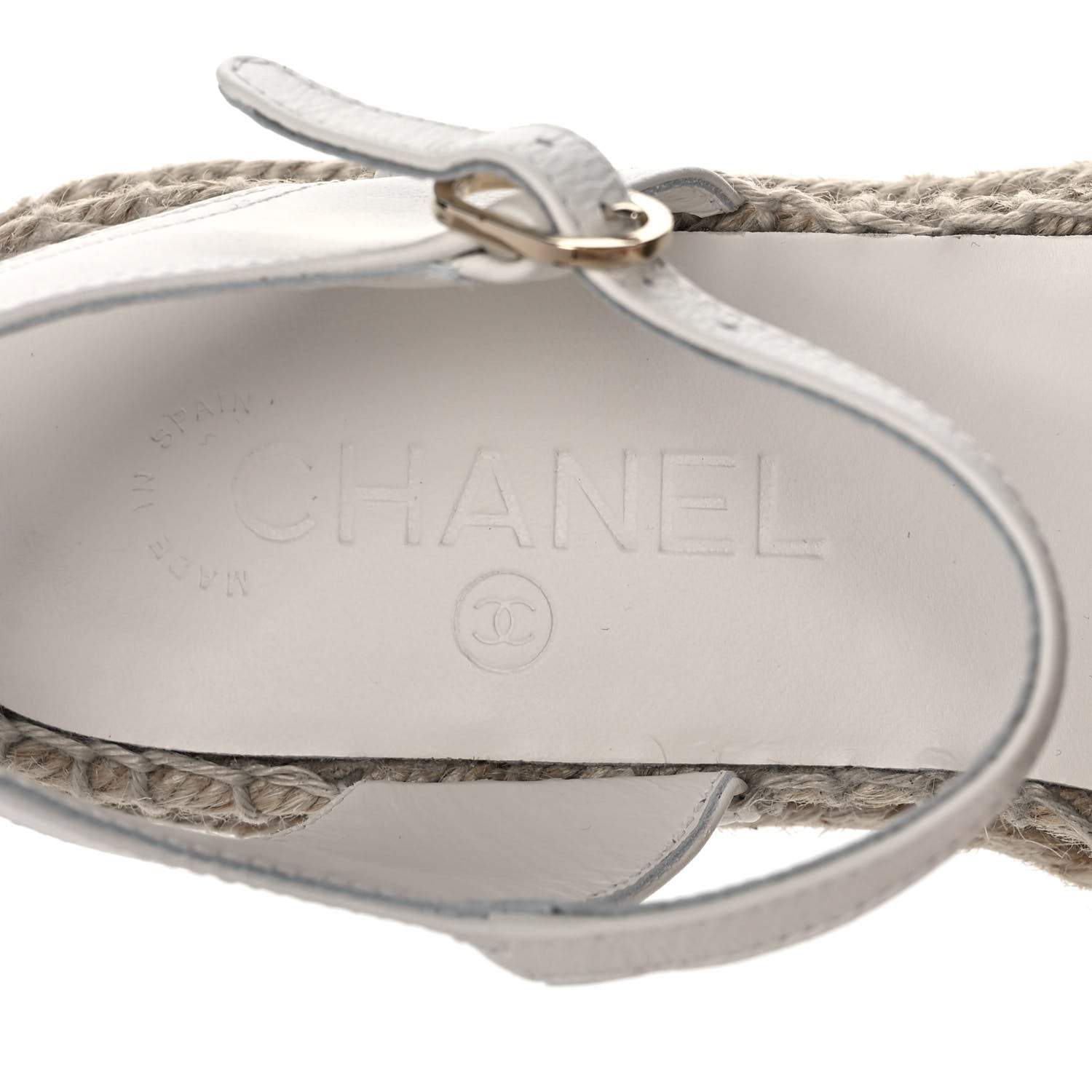 Chanel Lambskin Cap Toe CC Espadrille Sandals 37 White Black 7 of 11