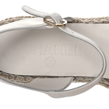 Chanel Lambskin Cap Toe CC Espadrille Sandals 37 White Black 7 of 11