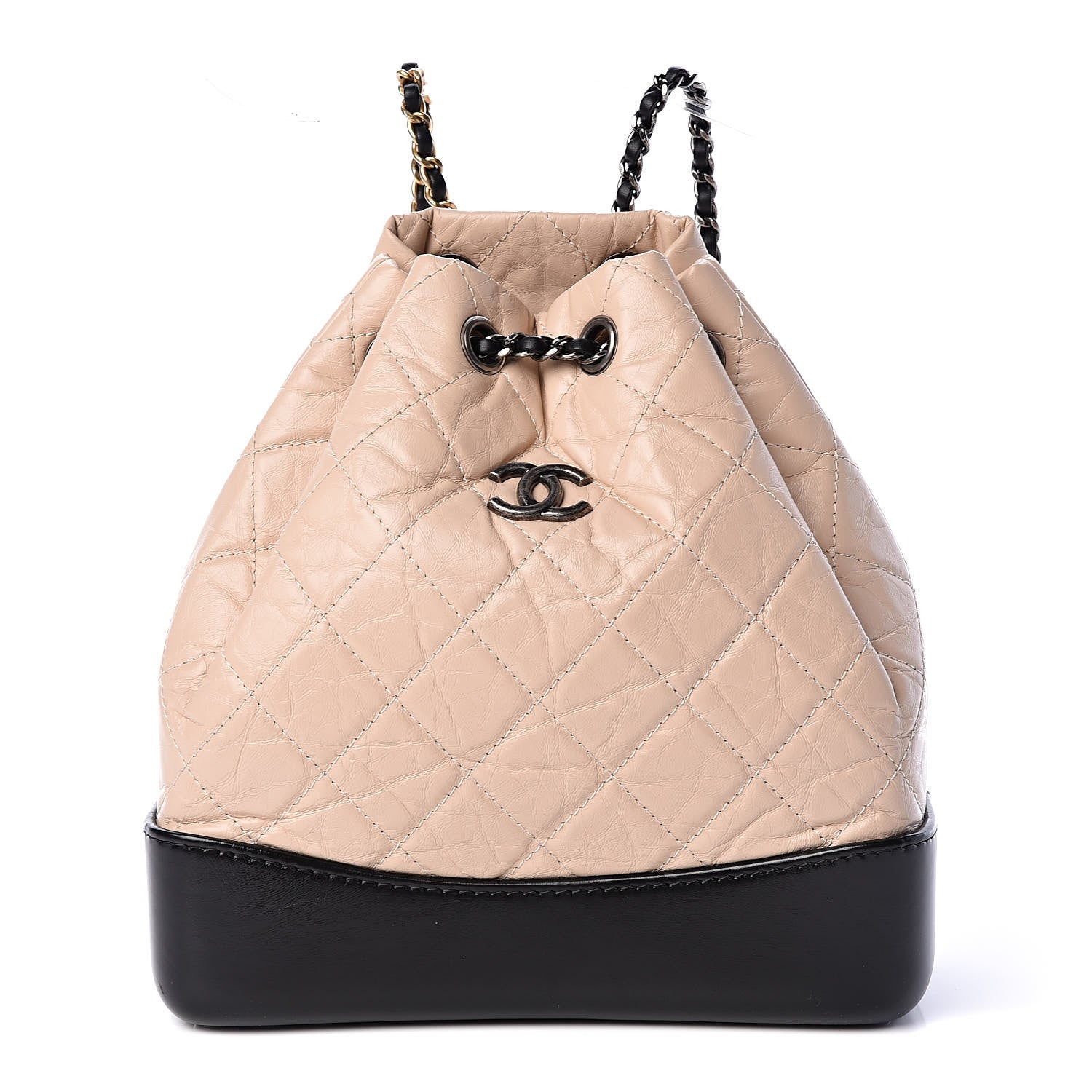 Chanel Aged Calfskin Quilted Small Gabrielle Backpack Beige Black 1 of 10