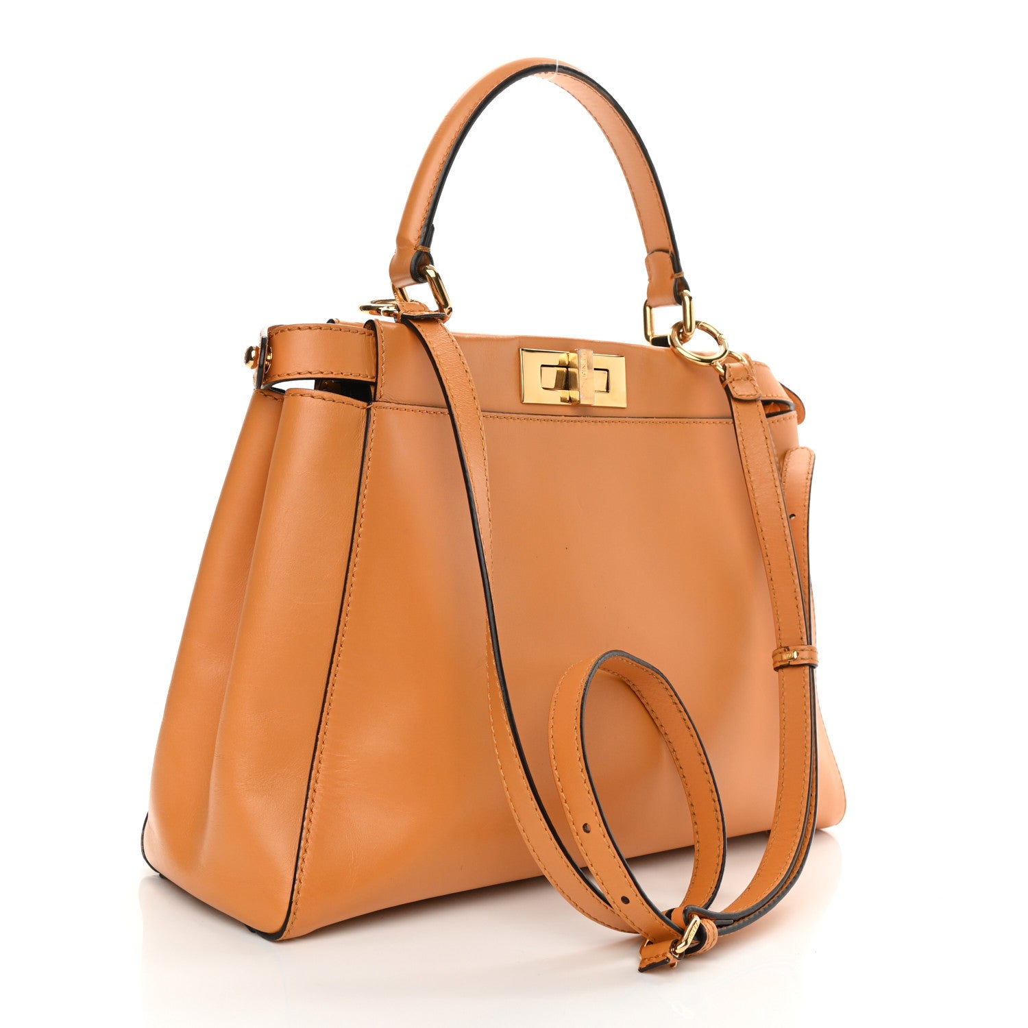 Fendi Vitello Morgan Fabric Jacquard Pequin Medium Peekaboo Iconic Satchel Giallo Syrup Tobacco Black 2 of 8