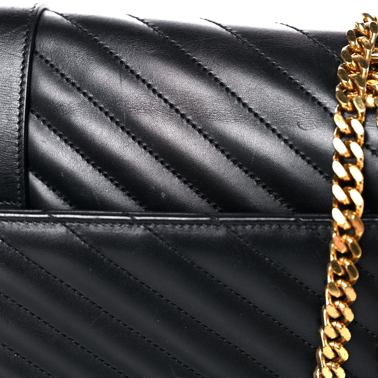 Smooth Calfskin Matelasse Chevron Large Monogram Satchel Black