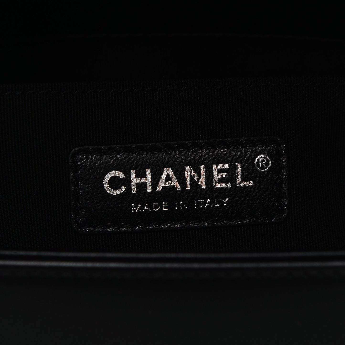 Calfskin Painted Chevron Embossed Medium Boy Flap Black