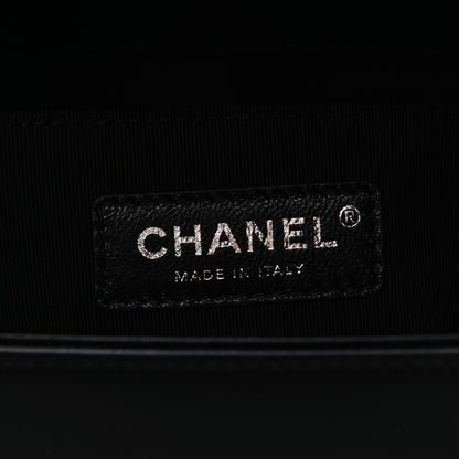 Chanel Calfskin Painted Chevron Embossed Medium Boy Flap Black 6 of 9