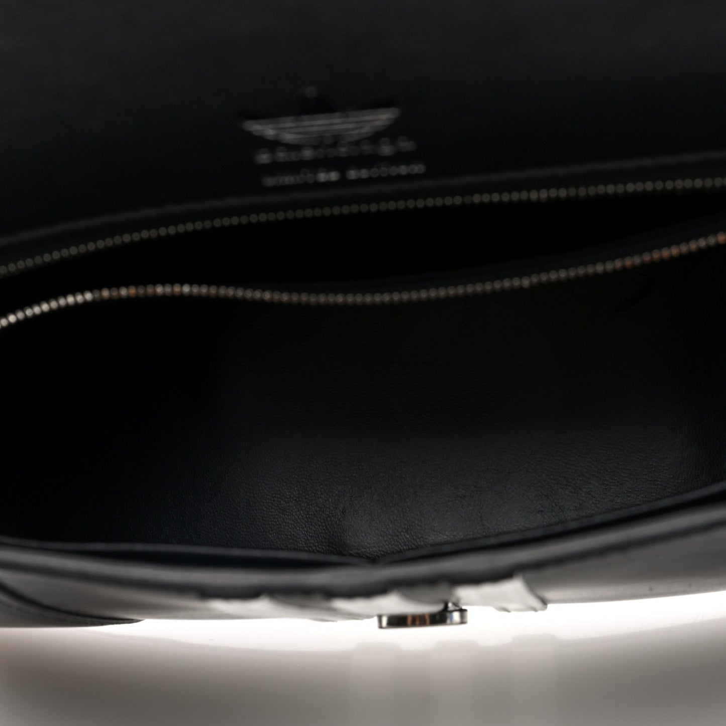 X ADIDAS Shiny Box Calfskin Medium Hourglass Top Handle Bag Black White