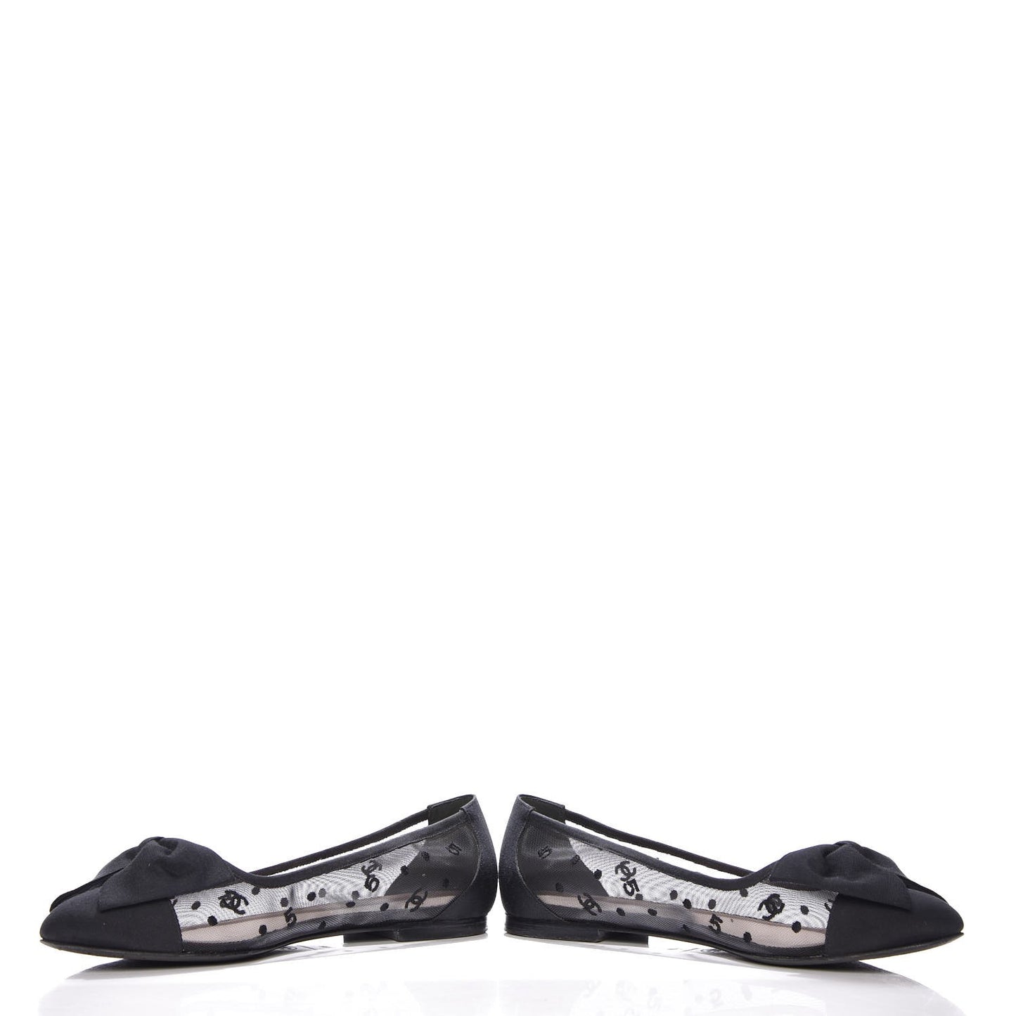 Mesh Grosgrain Bow CC Ballet Flats 40 Black