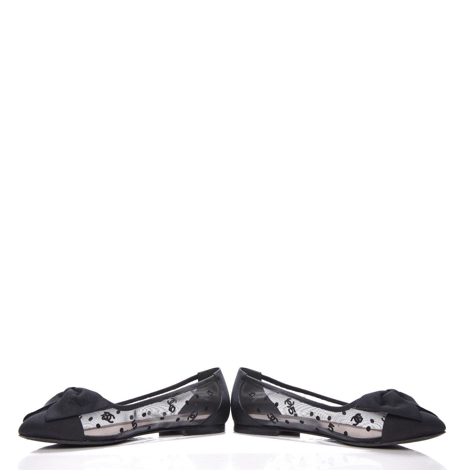 Chanel Mesh Grosgrain Bow CC Ballet Flats 40 Black 5 of 9