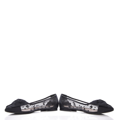 Chanel Mesh Grosgrain Bow CC Ballet Flats 40 Black 5 of 9