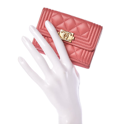 Chanel Lambskin Quilted Small Boy Flap Wallet Pink 2 of 11