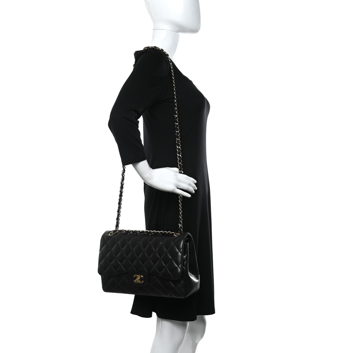 Chanel Lambskin Quilted Jumbo Double Flap Black 2 of 11