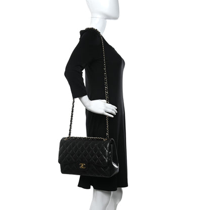 Chanel Lambskin Quilted Jumbo Double Flap Black 2 of 11