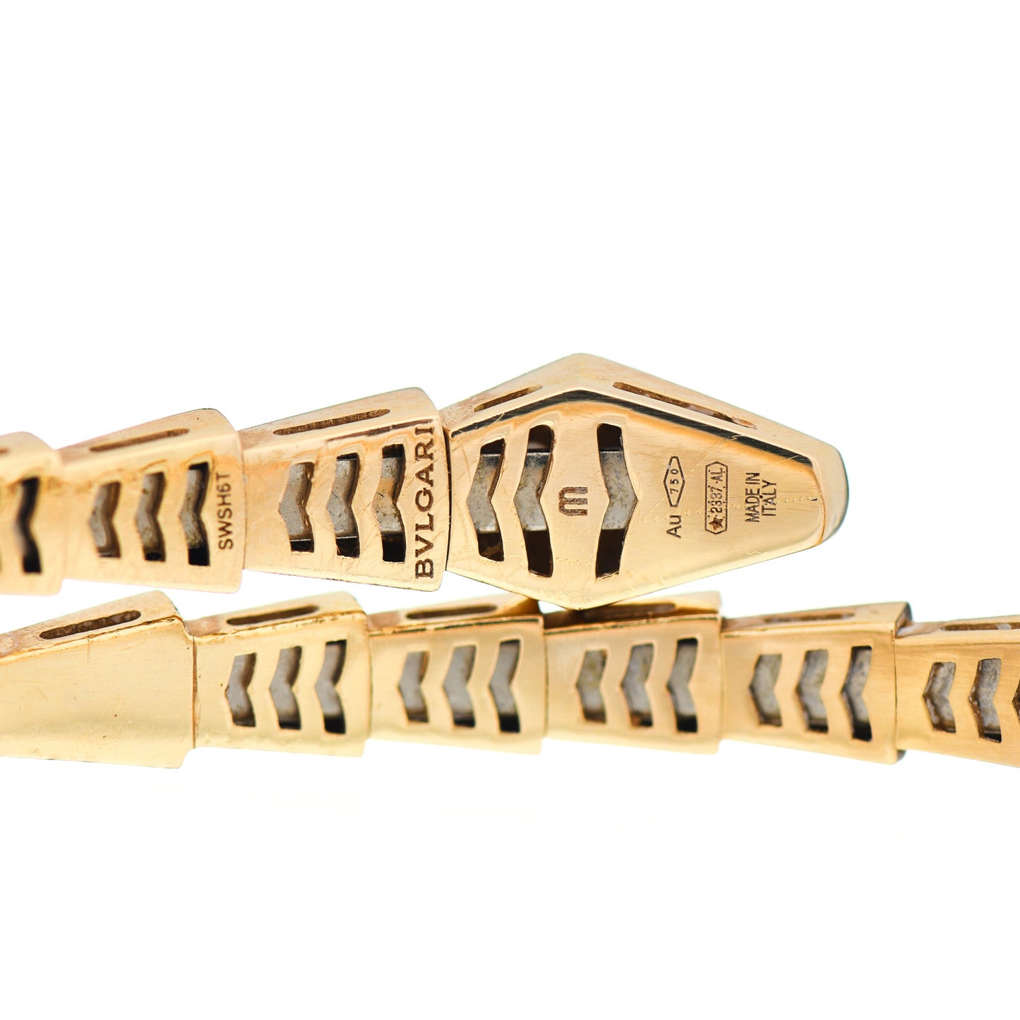 18K Yellow Gold Diamond Serpenti Viper Bracelet M