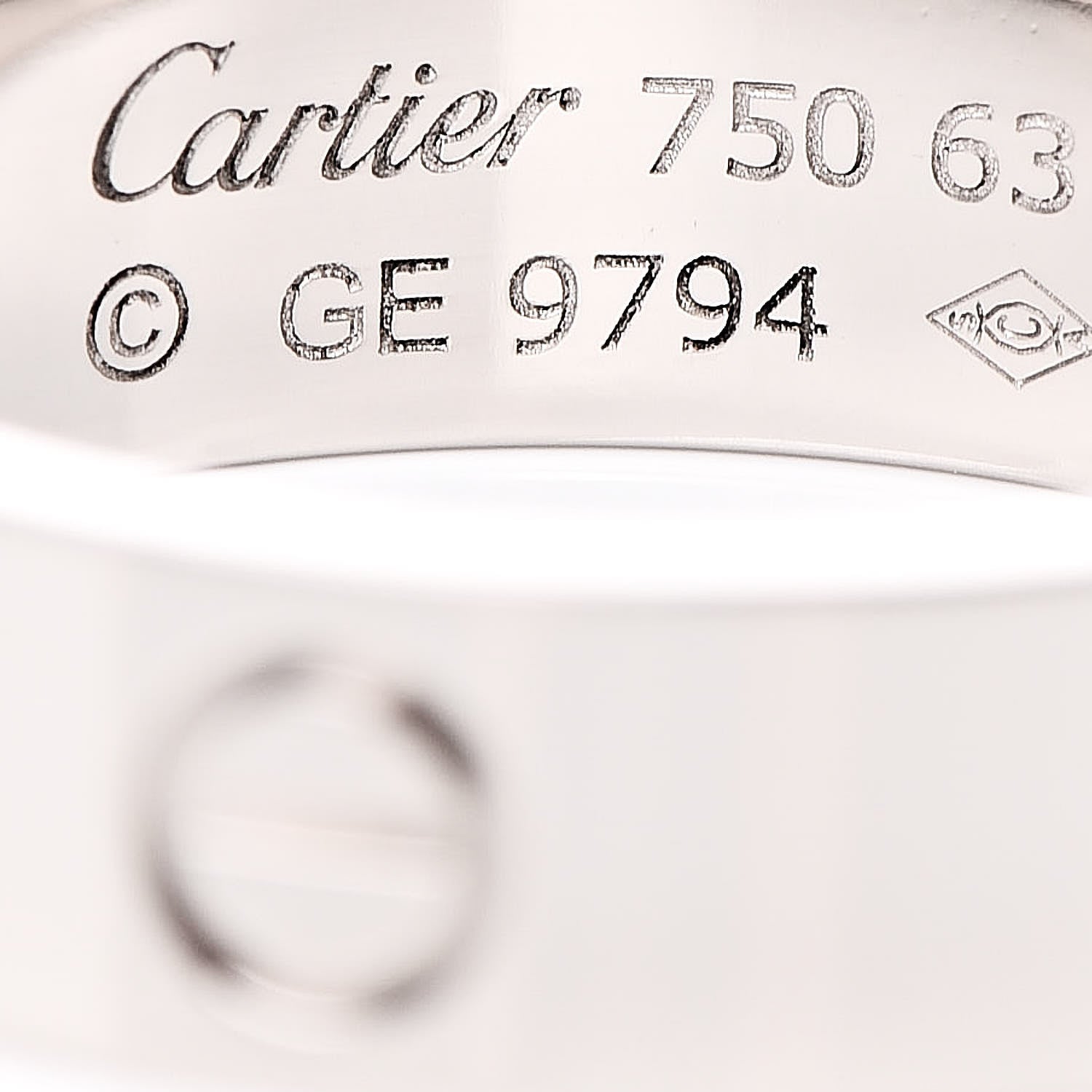 Cartier 18K White Gold 5.5mm LOVE Ring 63 10.25 4 of 5