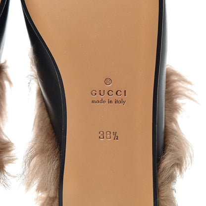 Gucci Calfskin Lambswool Tiger Embroidered Womens Princetown Slippers 38.5 Black 7 of 9