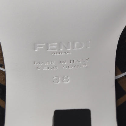 Fendi Lycra Film FF FFreedom Decollete Pumps 38 Tobacco Moro White 6 of 8