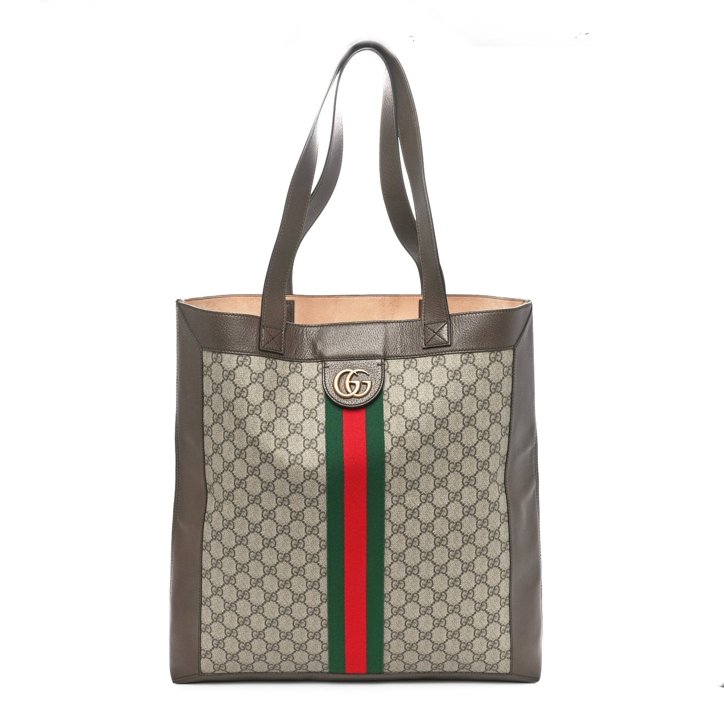 GG Supreme Monogram Web Large Ophidia Vertical Shopping Tote Brown