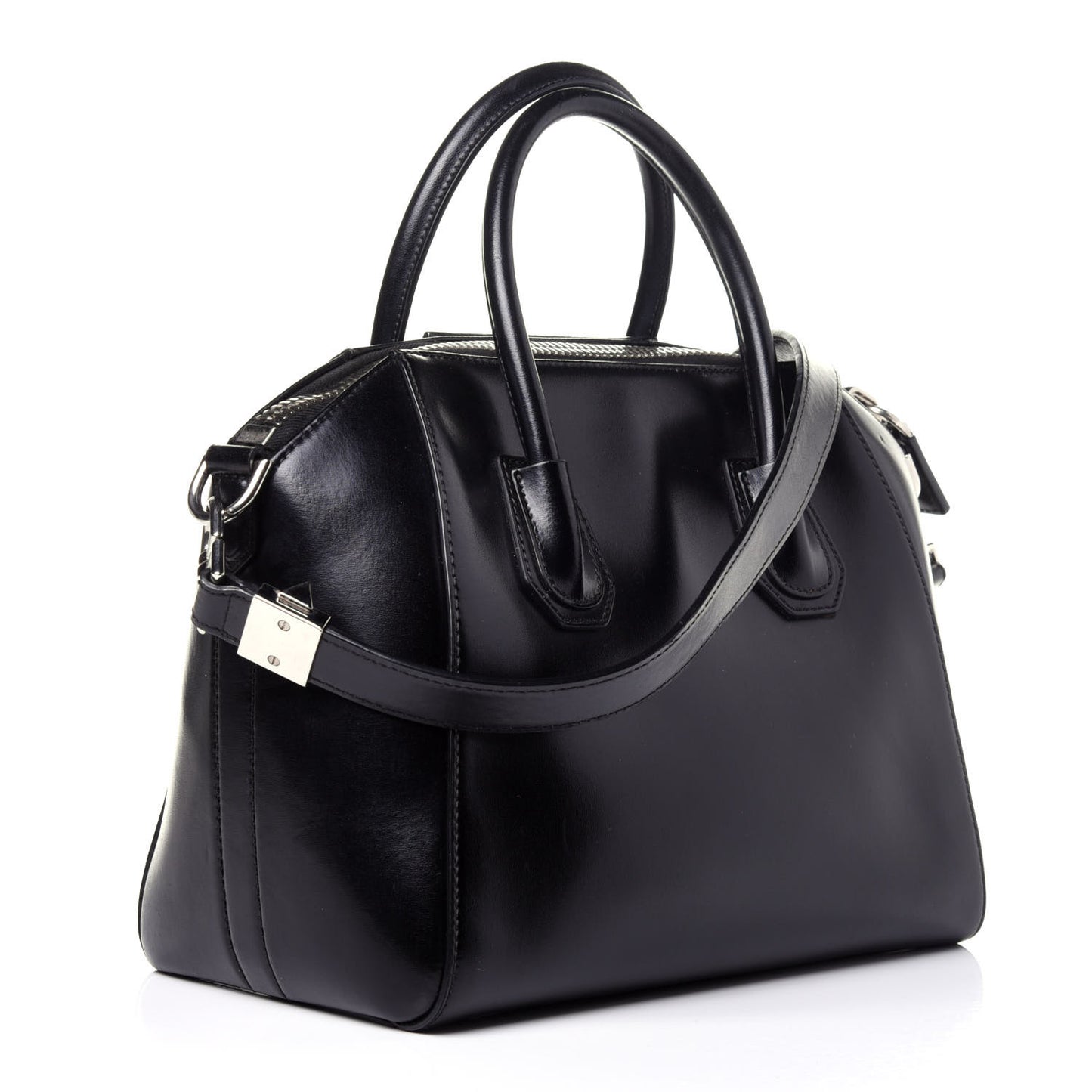 Shiny Lord Calfskin Small Antigona Black